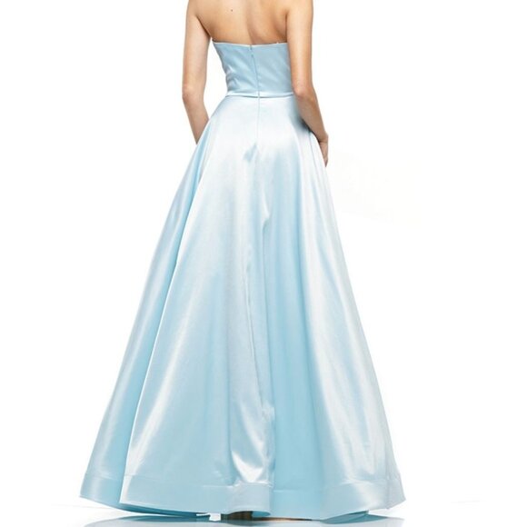 Strapless Light Blue Satin A-Line Formal Gown Size 4 Dress by COLORS 2182 - Picture 2 of 12